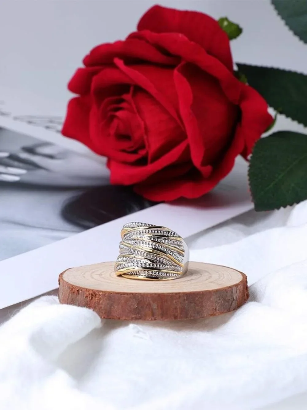 Two-Tone Intertwined Statement Ring for Women